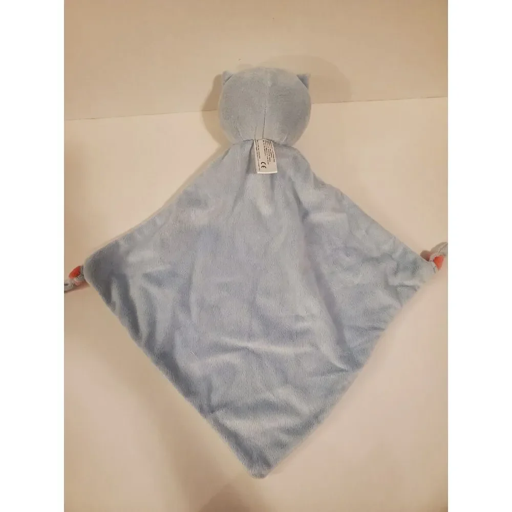 Blue Owl Lovey‎ Baby Security Blanket Plush Lovey Blue Pink Knotted Corners